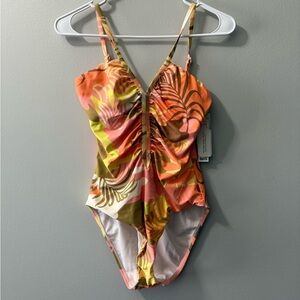 Sancuary‎ Savage Gardner Shirred Front One Piece Swimsuit Small NEW